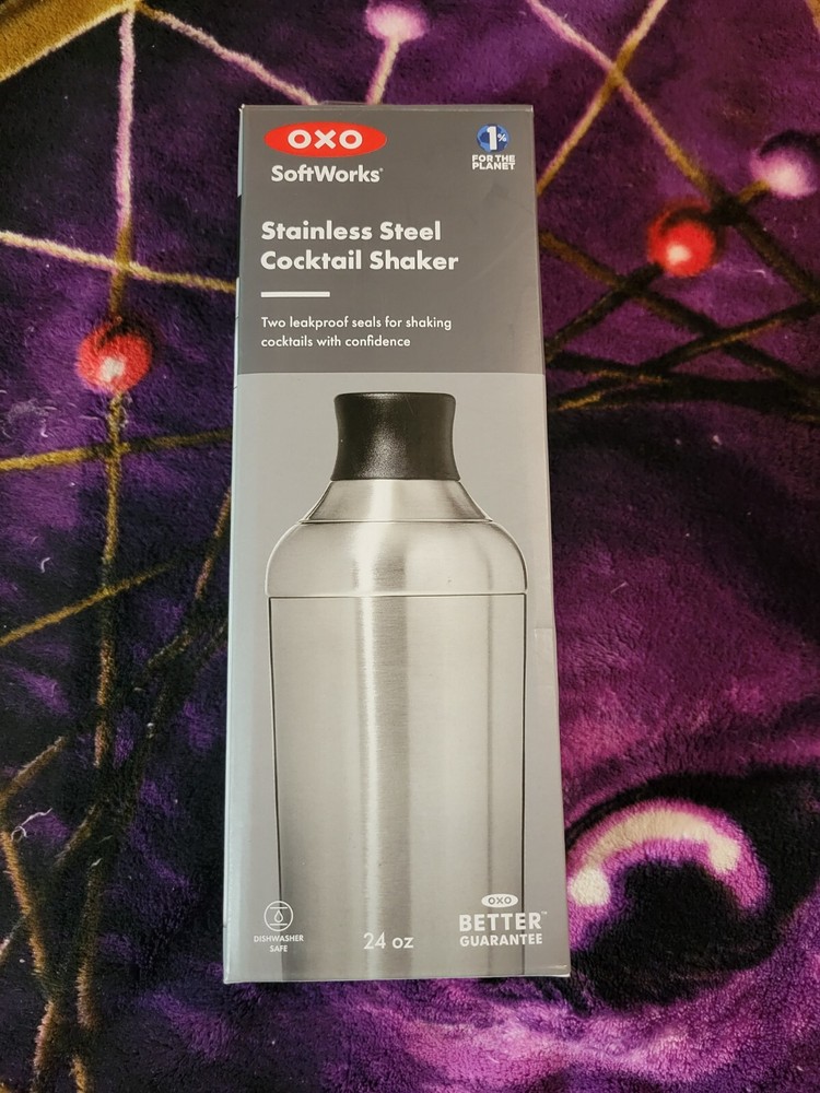 OXO SoftWorks Stainless Steel Cocktail Shaker with Leakproof Silicone Seals New in Box