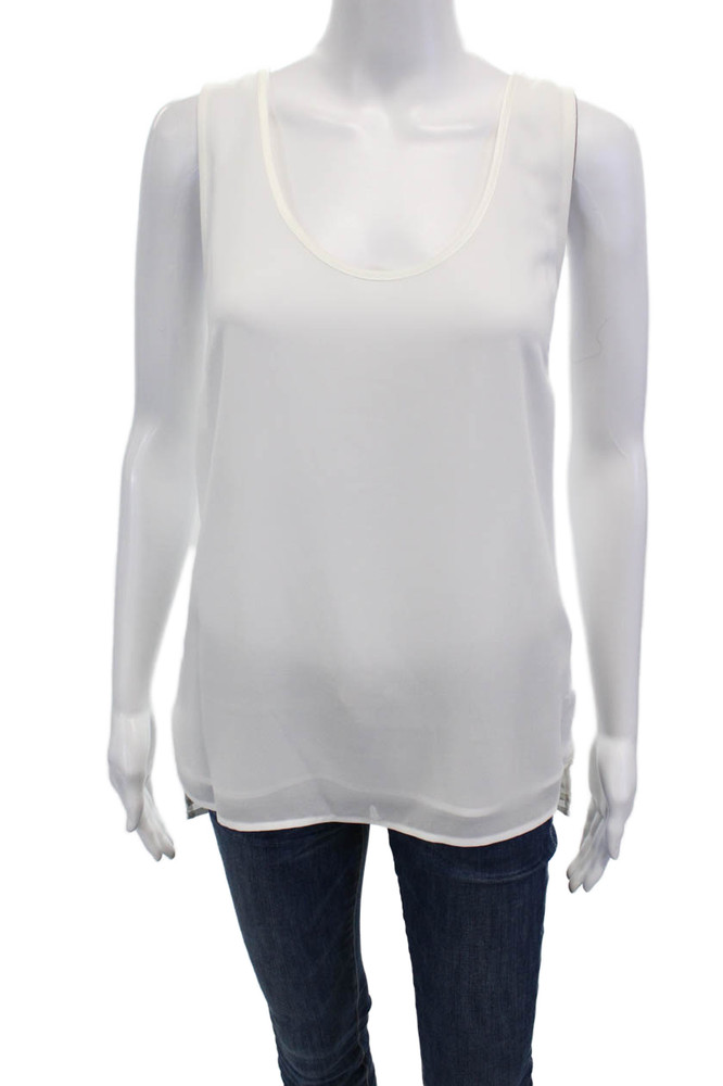 Badgley Mischka Womens Layered Scoop Neck Puulover Tank Top Blouse Ivory Size MFree Shipping in US $100+ Orders | $6.95 Orders Below