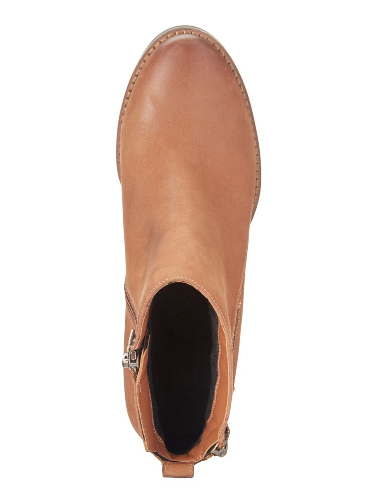 AQUA COLLEGE Womens Brown Western Waterproof Zipper Nancy Leather Booties 5.5 M