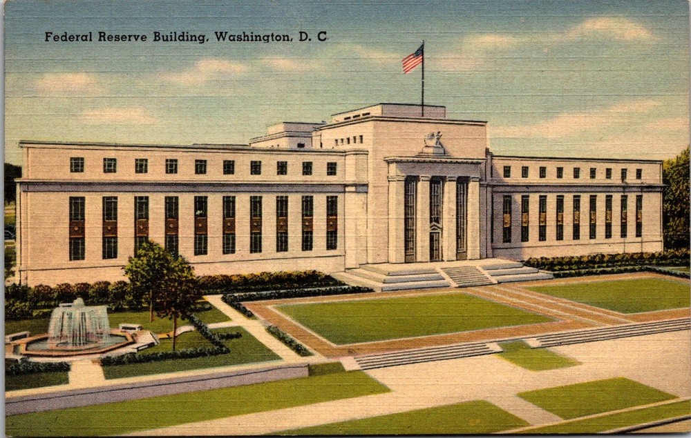 Dr Jim Stamps Postcard Federal Reserve Building Washinton Dc Linen Unposted