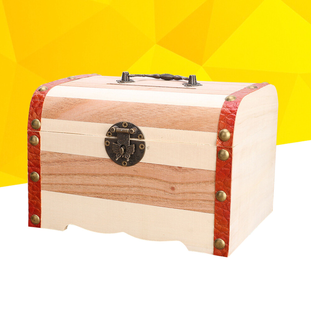 Antique Piggy Bank Wooden Treasure Box Savings Bank Safe Antique Designs Bank