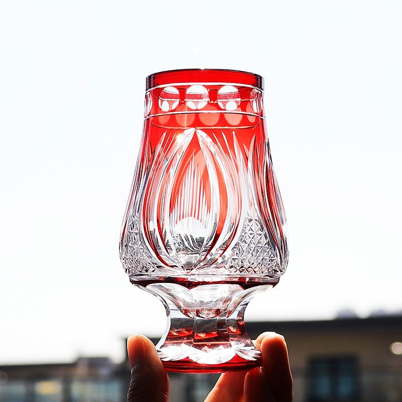 Old Fashioned Glencairn Glass 6oz Hand Cut To Clear Nosing Tasting Whiskey Red