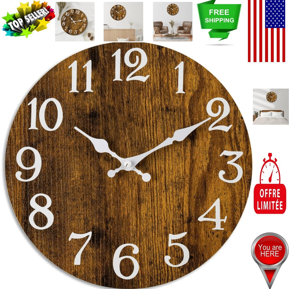 12-Inch Vintage Silent Wall Clock - Elegant Battery-Powered Decor for Any Room