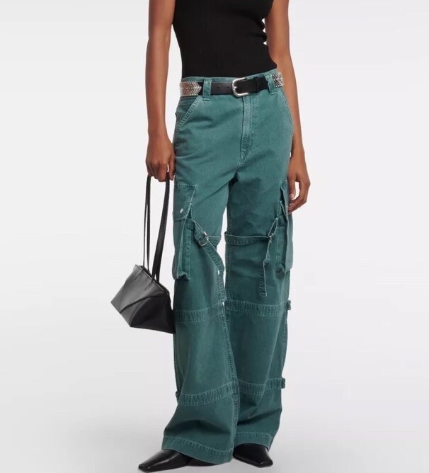 NWT AGOLDE Aritzia Vivian Strap Cargo Pants Jeans Absinthe Size 23 (fit 24/25)-image