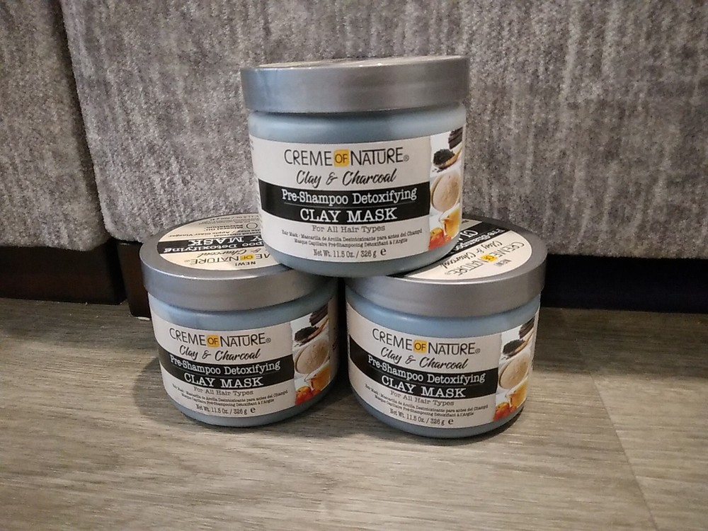3-Pack Creme of Nature Clay & Charcoal Detoxifying Pre-Shampoo Mask 11.5 oz