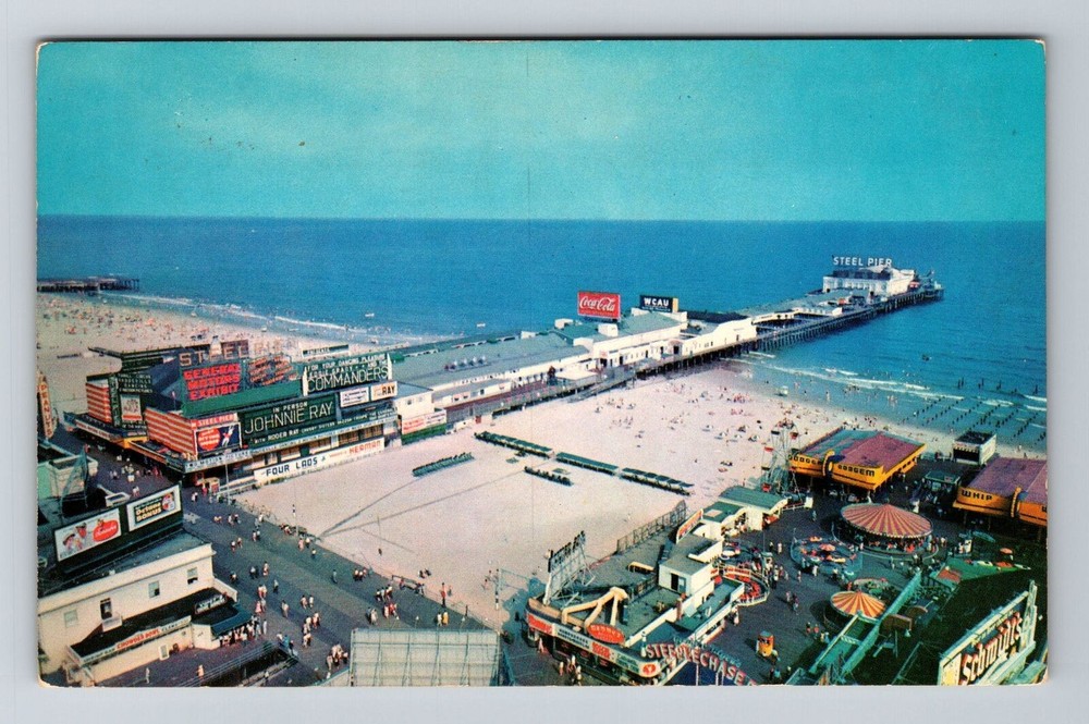 Atlantic City NJ-New Jersey, Steel Pier, Aerial View, Vintage Postcard