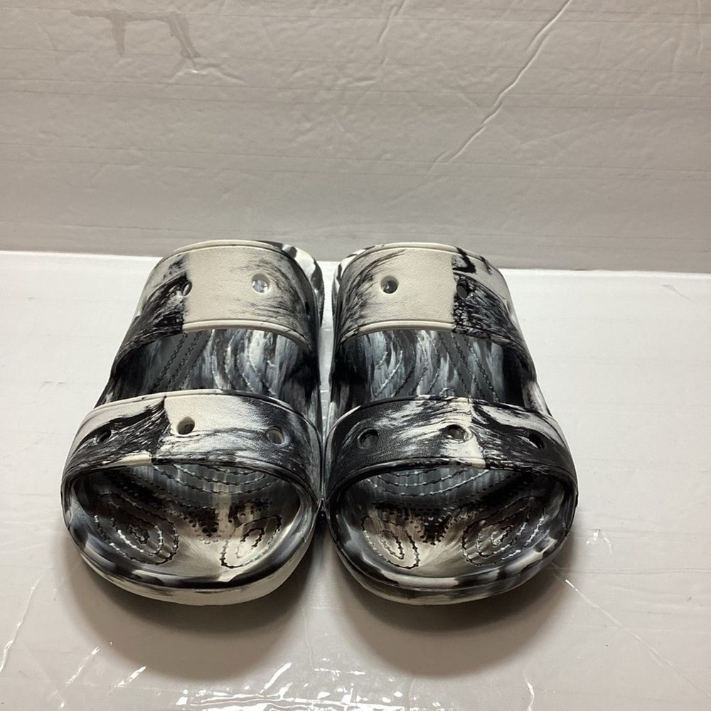 Crocs unisex slides sandals black and white size 7 women