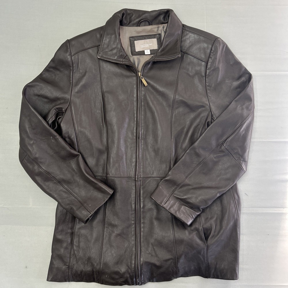 CROFT & BARROW Lambskin Leather Jacket Full Zip Womens Size XL Brown W/Pockets