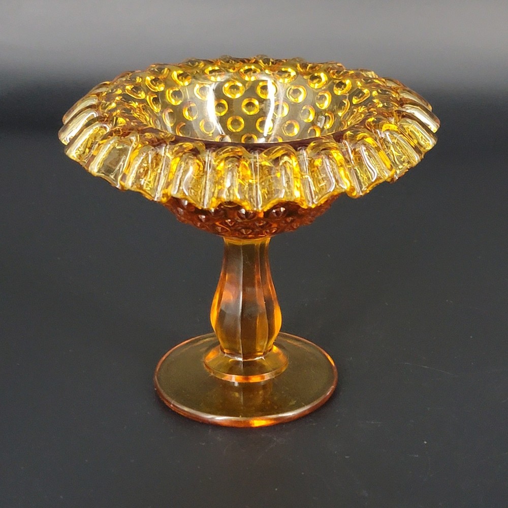 Vtg FENTON Art Glass Amber Hobnail Fairy Lamp Base ONLY 5.25