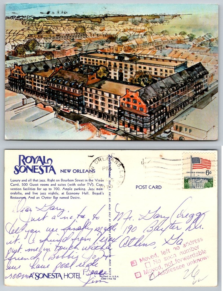 Royal Sonesta New Orleans Postcard - Bourbon Street French Quarter Lusterchrome
