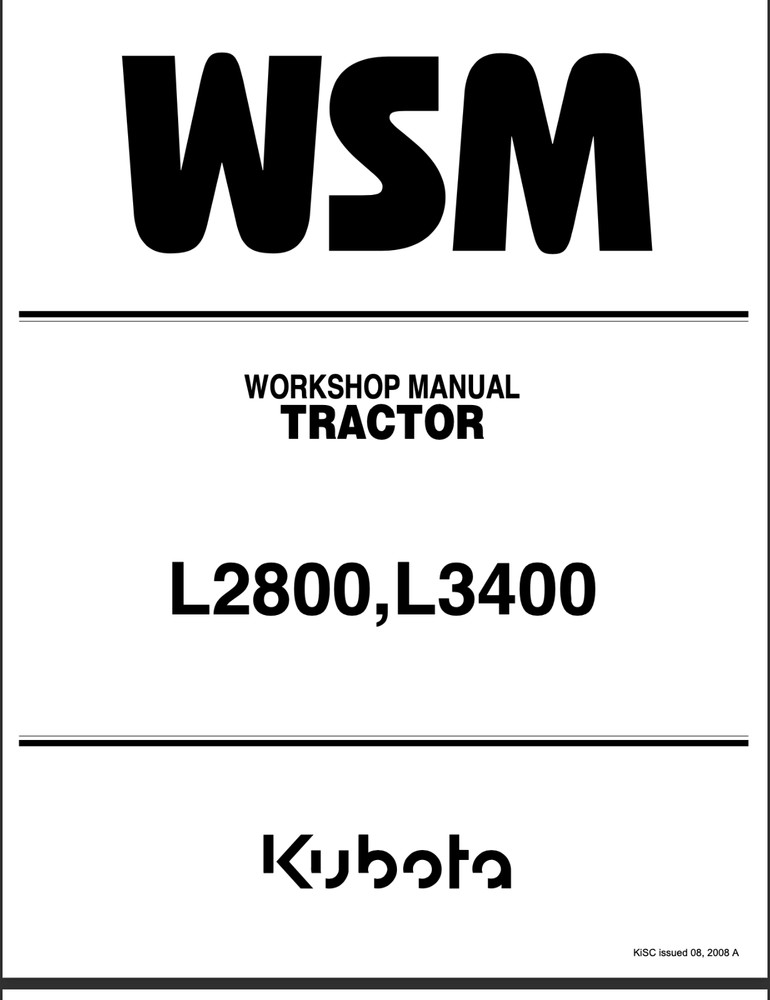 PDF Kubota L2800 L3400 Service Repair Manual, Workshop Manual