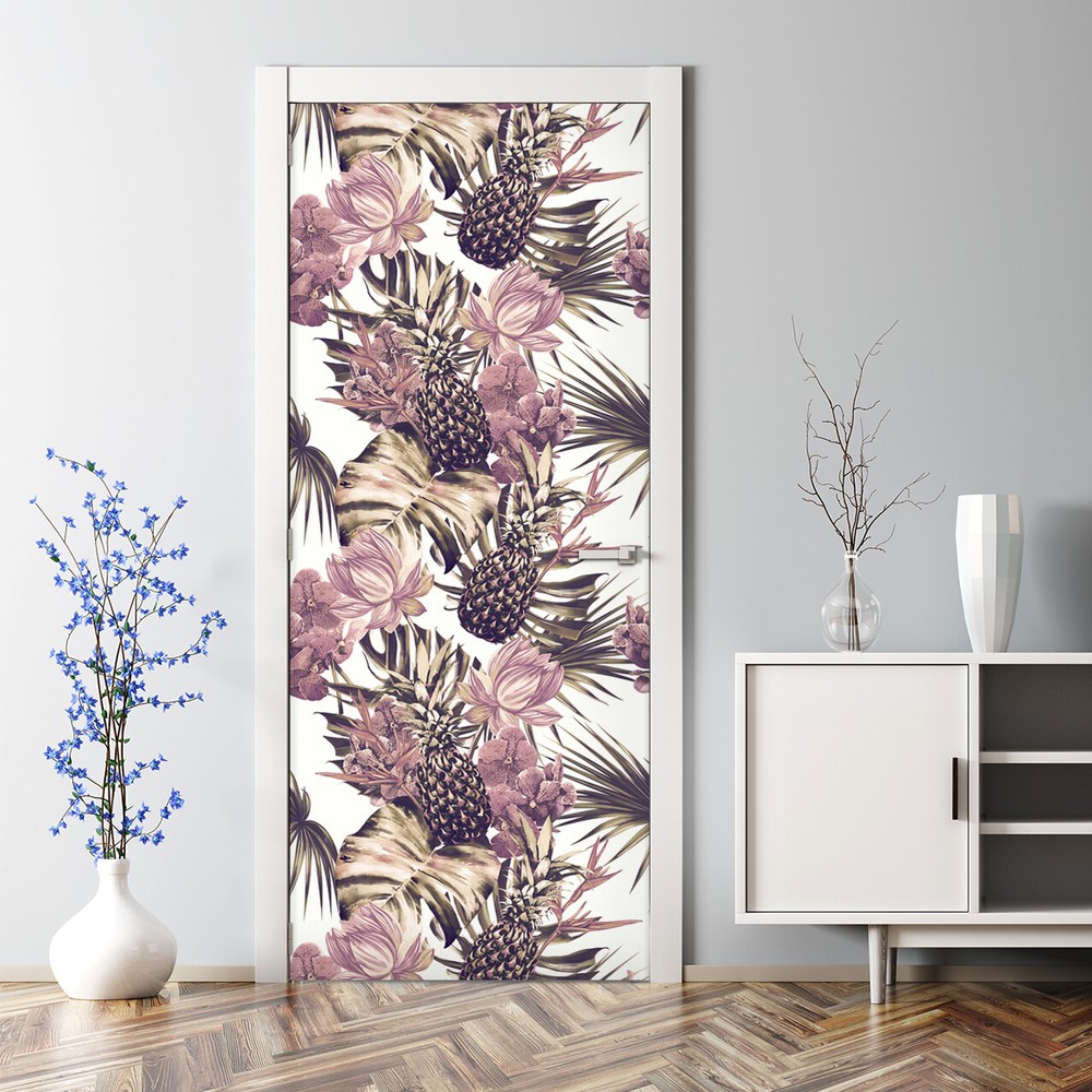 Tropical Bubble Free | Exotic Abstraction | Repositionable Door Decal Decor