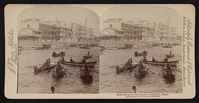 Photo:Boats along the Suez Canal at Port Said, Egypt