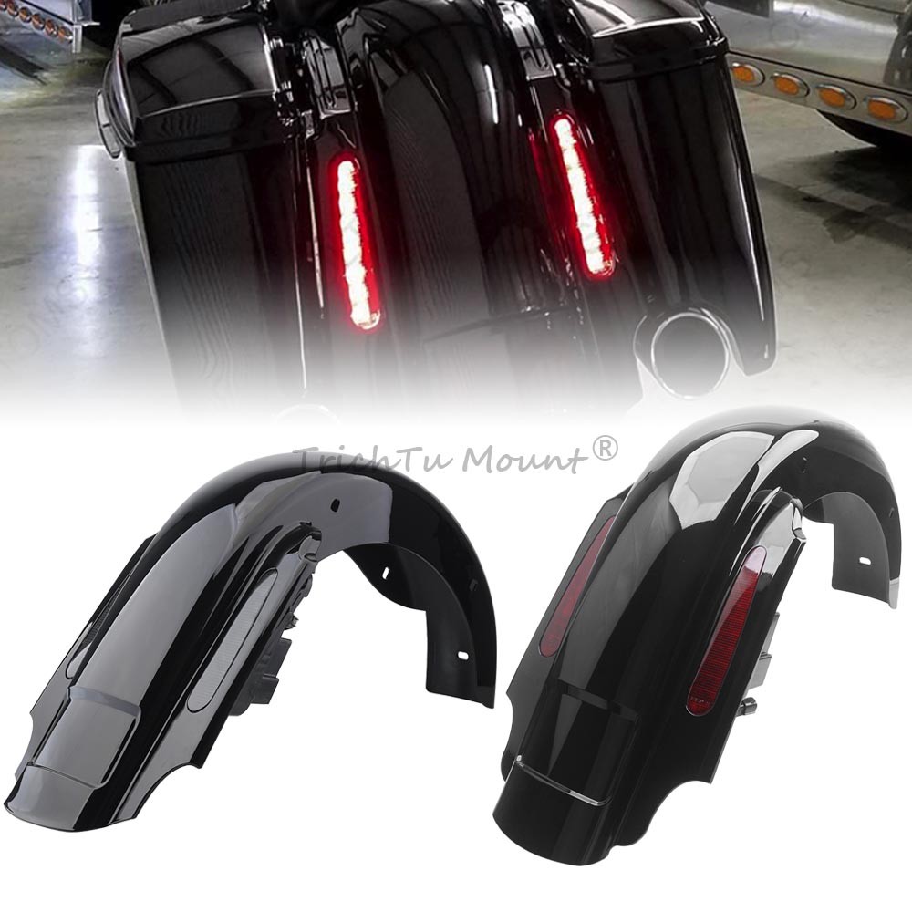 Stretched Extended Rear Fender w/ LED Light For Harley Electra Road Glide FLTR/I