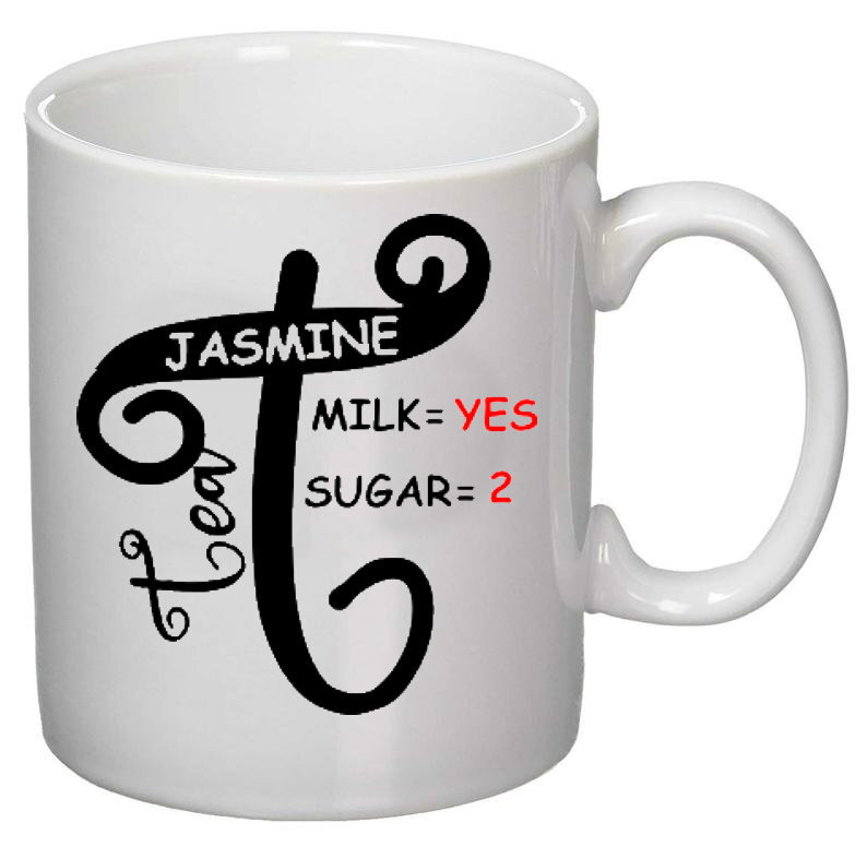 Personalised Tea Mug Cup Printed With Your Personal Preference Milk And Sugar