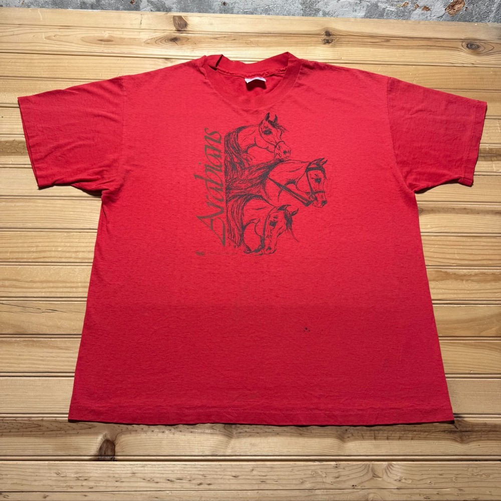 Vintage 1992 Hanes Arabians Horse Animals Equestrian Graphic T-Shirt USA - XL