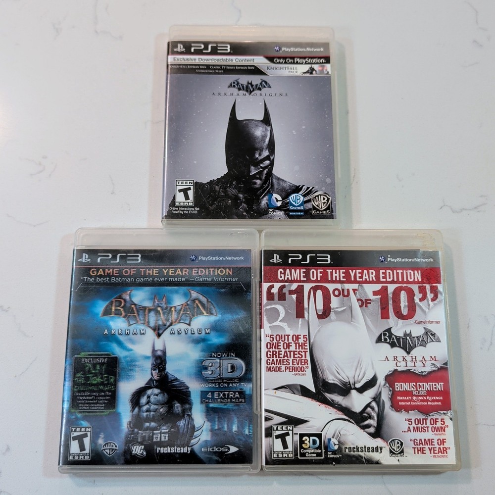 Batman Arkham PlayStation 3 Game Bundle -  Origins + Asylum (GOTY) + City (GOTY)