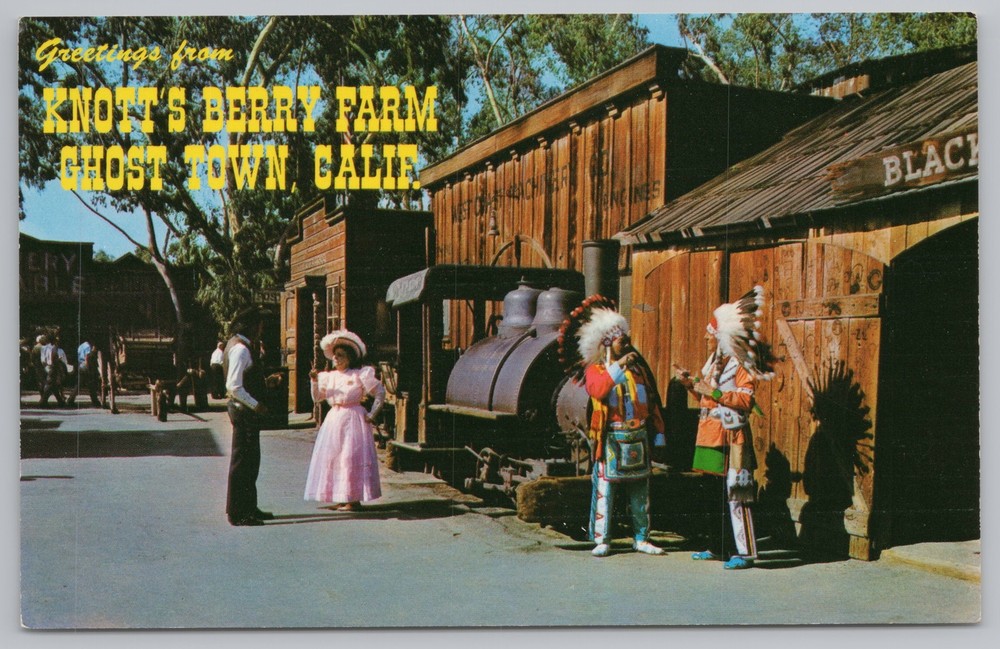 Theme Park~Buena Park CA~Old Betsy~Mine Engine~Ghost Town~Knotts Berry Fm~Vtg PC