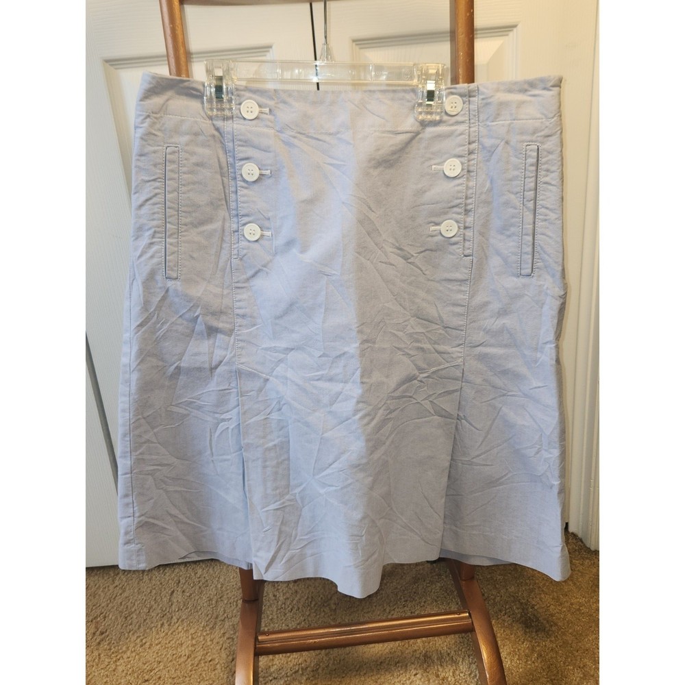 Talbots Womens A Line Blue Pleated Skirt With Pockets Size 12 Knee Length