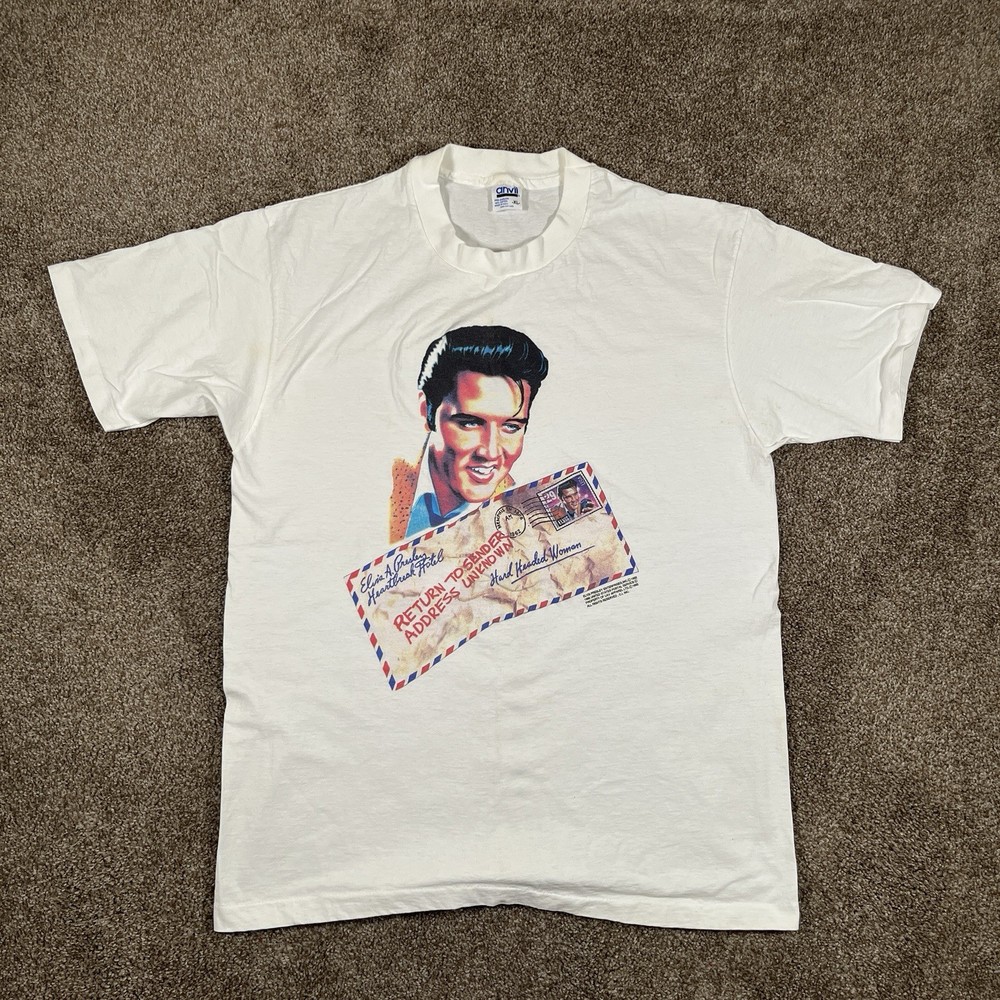VTG 90s Elvis Presley Return to Sender T-Shirt XL Anvil USA Rockabilly Tee
