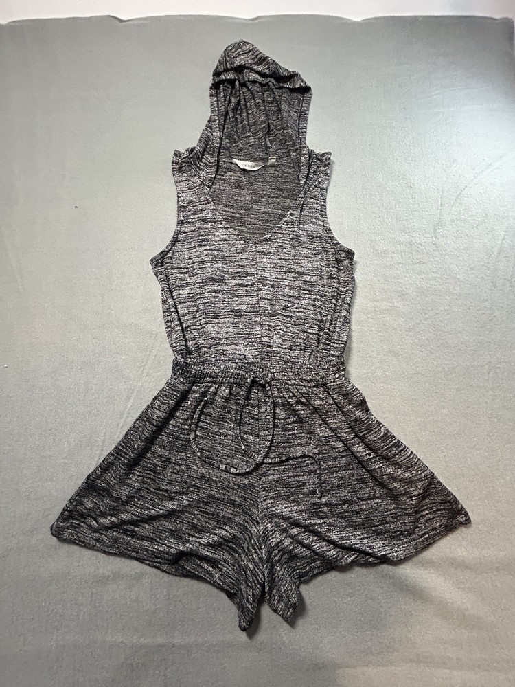 Athleta Charcoal Heather Hooded Romper with Drawstring