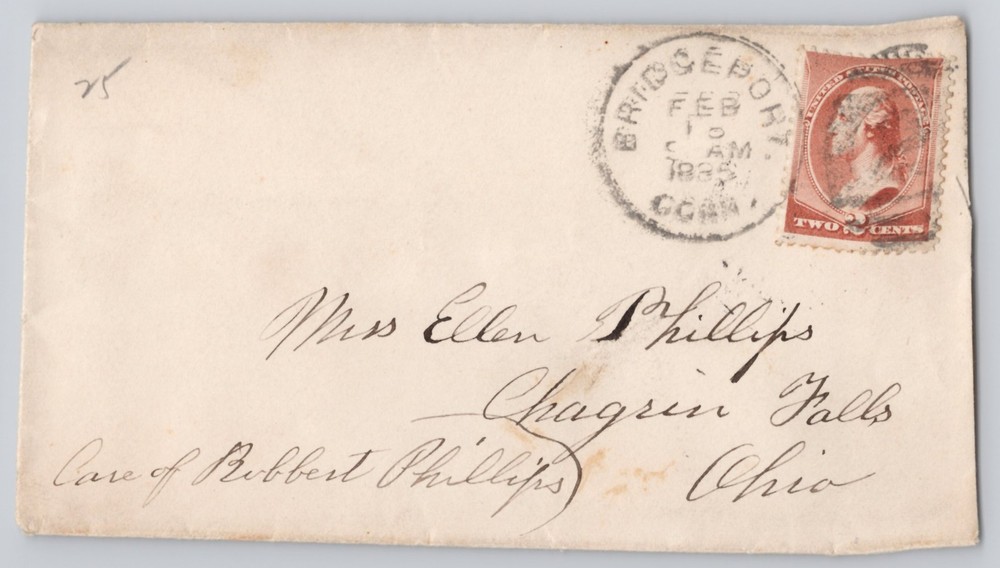 Bridgeport, Connecticut Addressed to Miss Ellen Phillips, 2c Washington cover