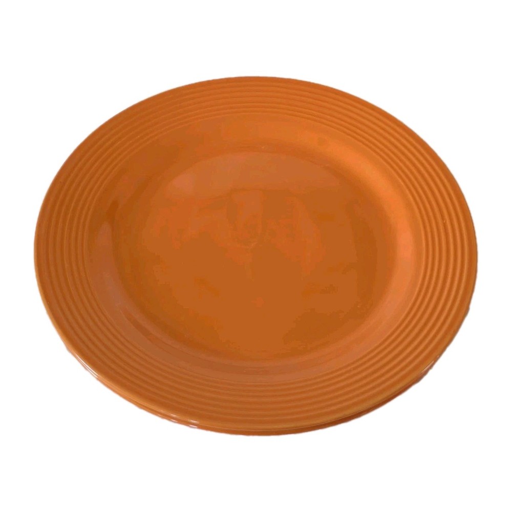 2 Royal Norfolk Santa Fe Orange Ribbed 10 ½ In Dinner Plates Set of 2
