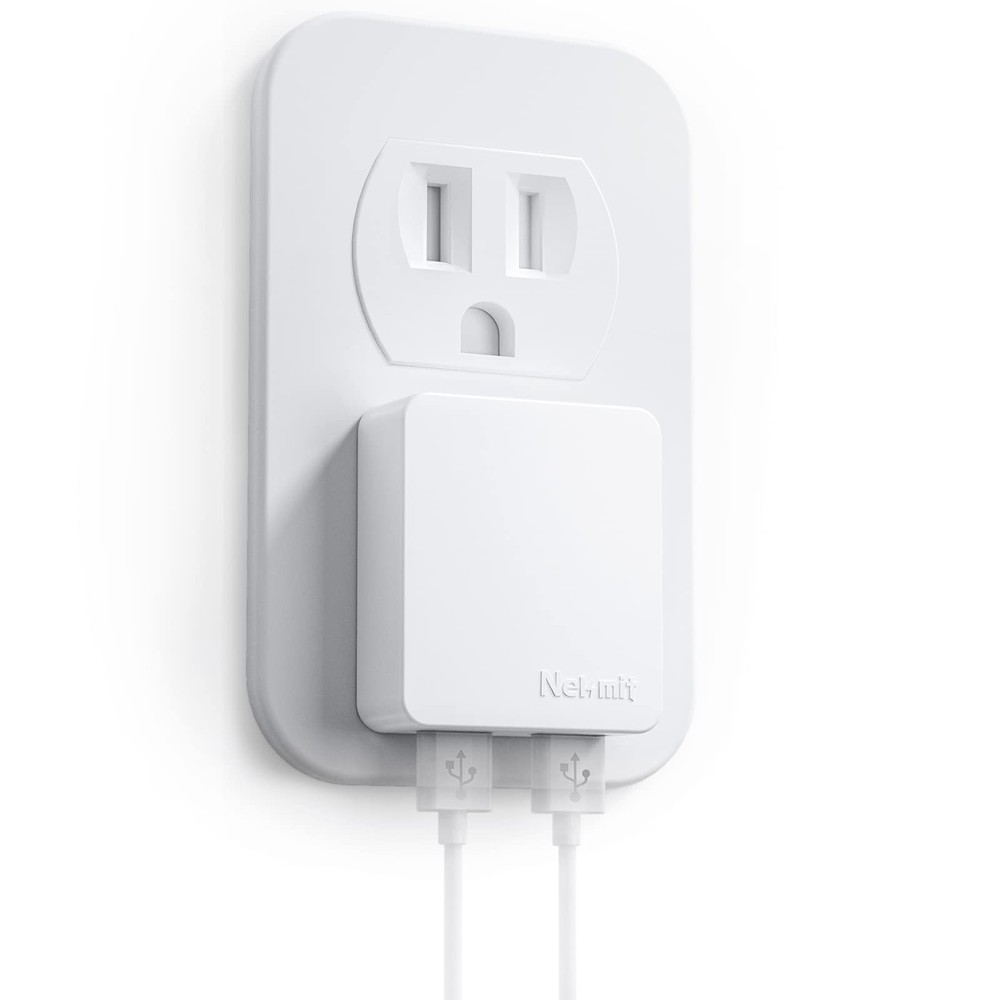 Nekmit Ultra Thin Dual Port USB Wall Charger with Smart IC in White  