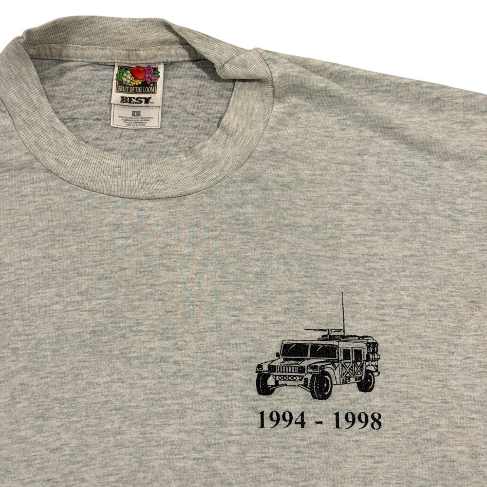 Vintage 90s US Army RETROEUR-PA Military T-Shirt Mens L Humvee Tank Thin 94-98
