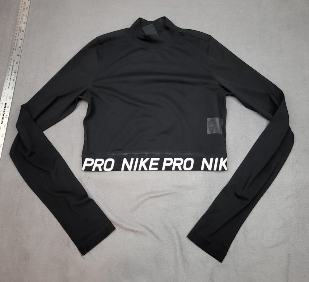 Nike Pro Combat Compression Long Sleeve Shirt Women’s Medium Black Sheer