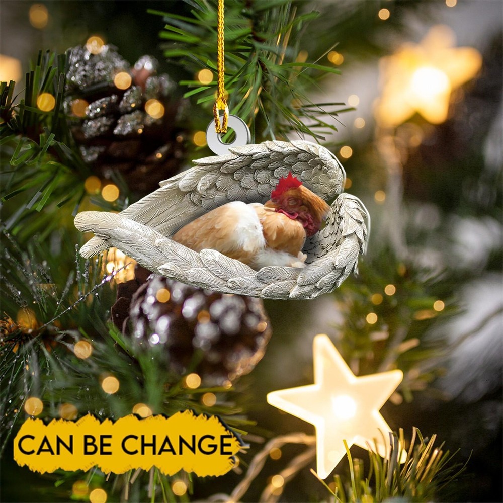 Chicken Angel Wings Christmas Ornament  Chicken Sleeping Car Ornament Xmas Gift