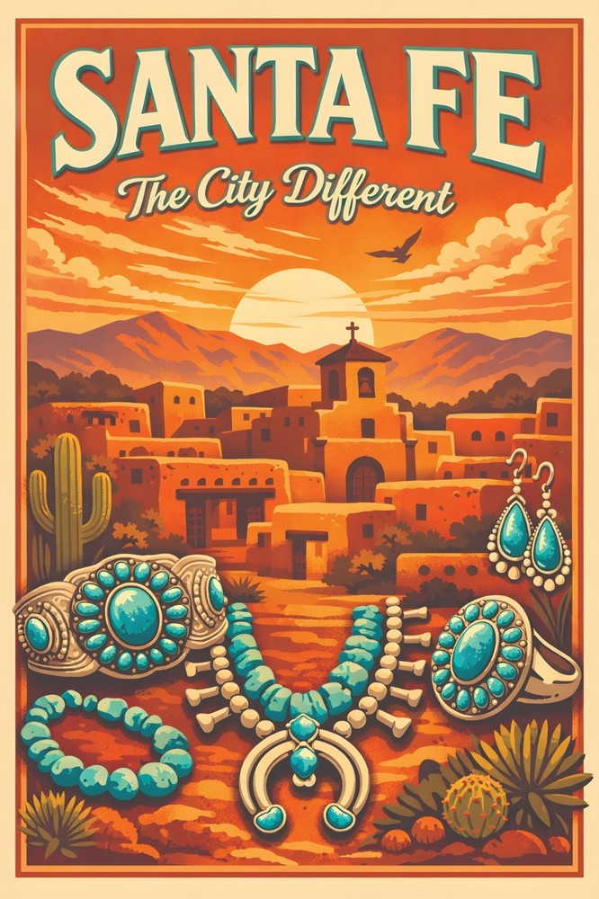 Santa Fe New Mexico USA Retro Travel Poster Print Wall Art