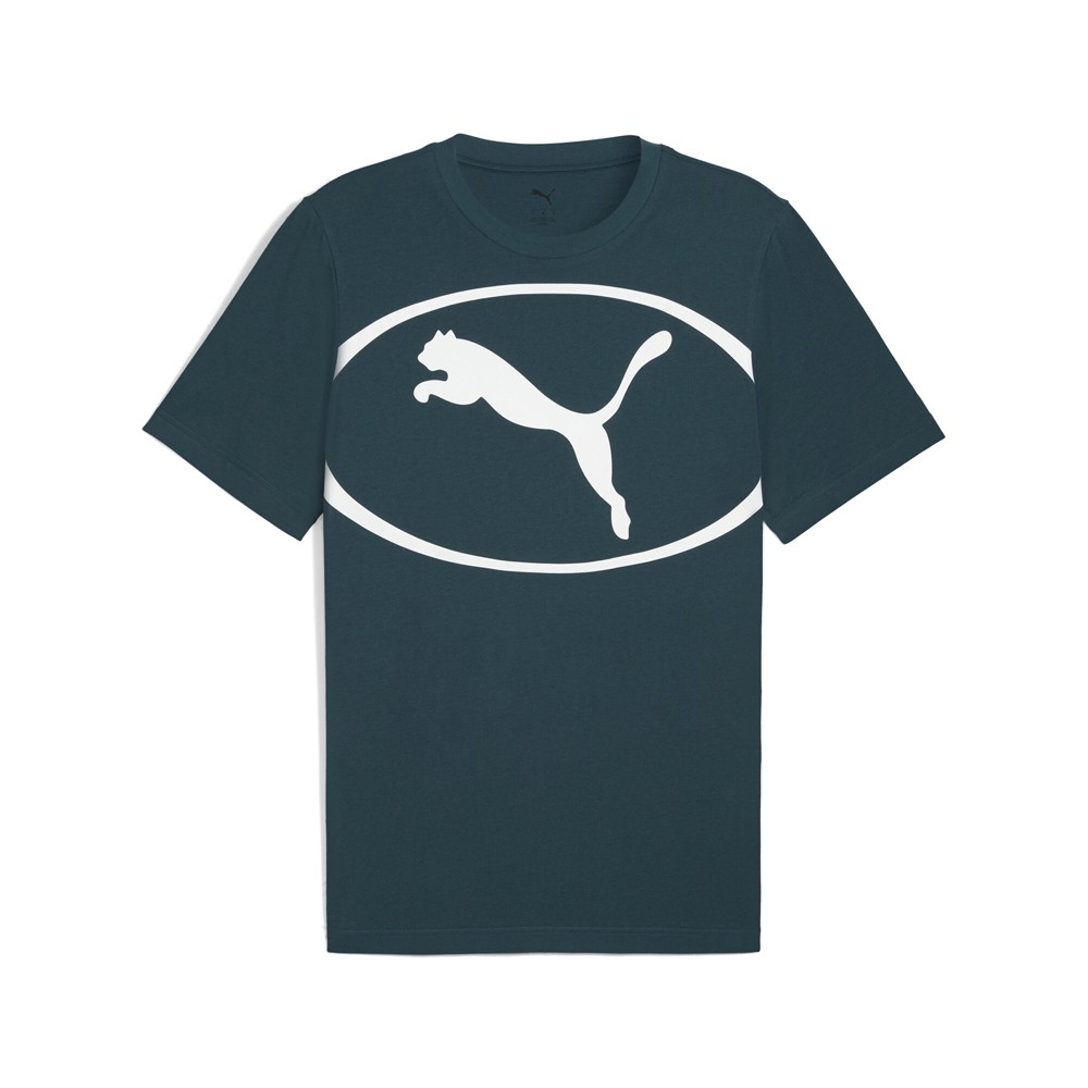 PUMA Sport Logo Crew Neck Short Sleeve T-Shirt Mens Green Casual Tops 69197175