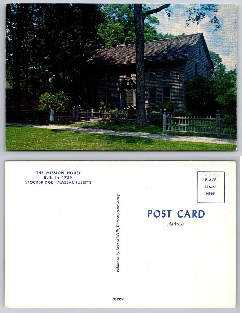 Vintage Mission House Stockbridge MA Postcard - Built 1739 Historic