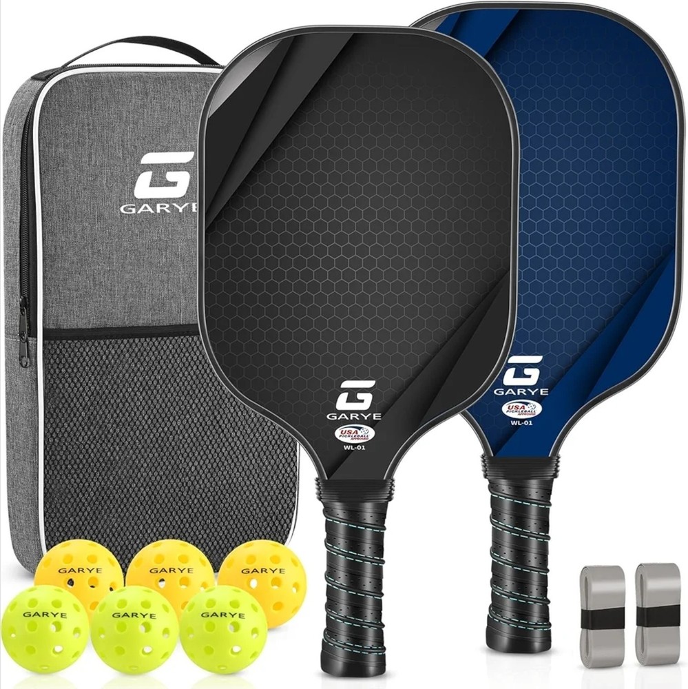 GARYE Pickleball Paddles Set of 2 USAPA Approved Carbon Fiber Pickleball Set ...