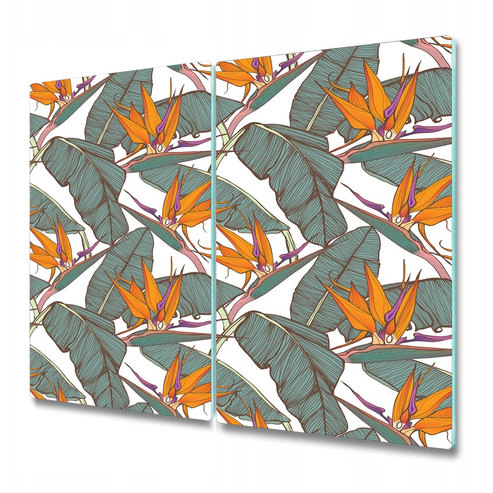 Glass Surface Protector Worktop saver Tropical Vector Flowers peel stick 2x30x52