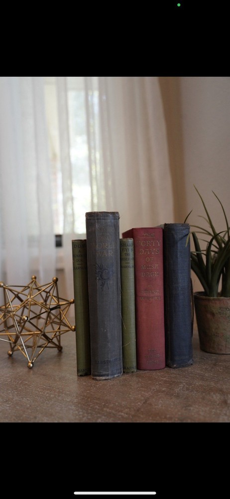 Vintage Book Bundle Hardcover for Decor set of 5 Red