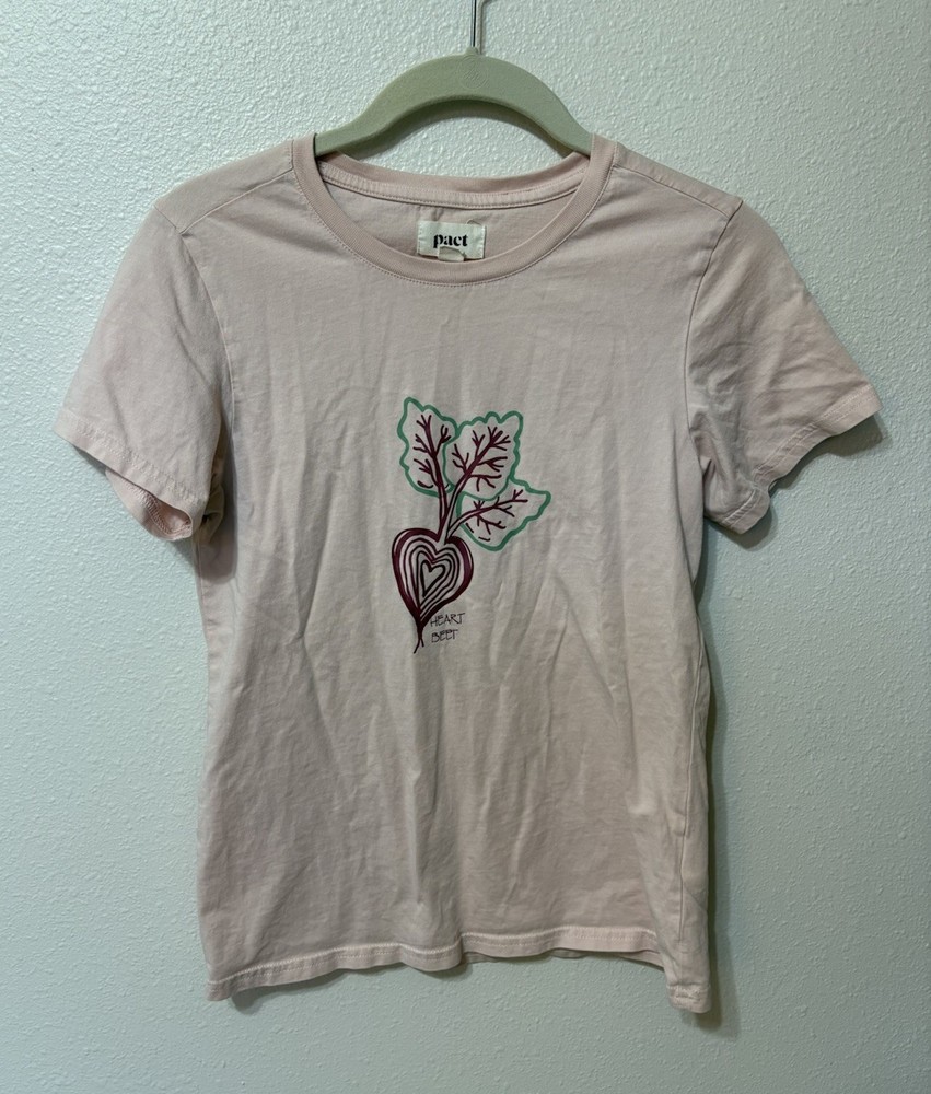 Women’s Pact Light Pink Beet Graphic T Shirt, Size XS