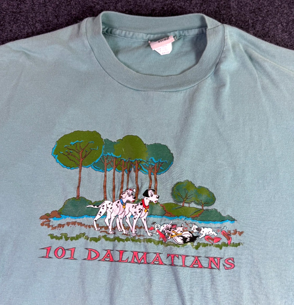 Vintage 90s Disney 101 Dalmatians Embroidered Blue Short Sleeve T Shirt 2XL