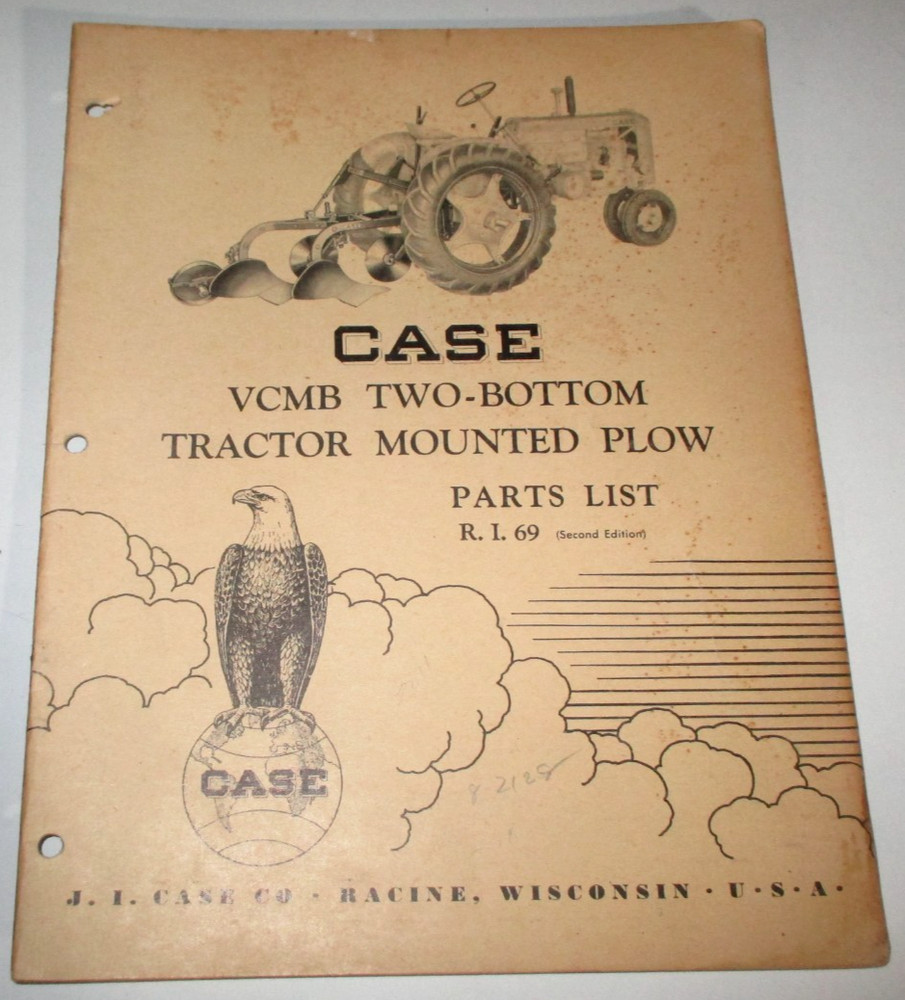 Case VCMB 2-Bottom Mounted Plow Parts Catalog Manual Book  (fits VC VAC Tractor)