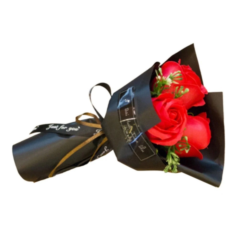 Valentine Rose Soap Flower Bouquet Gift Box with Teddy Bear Romantic Home Decor