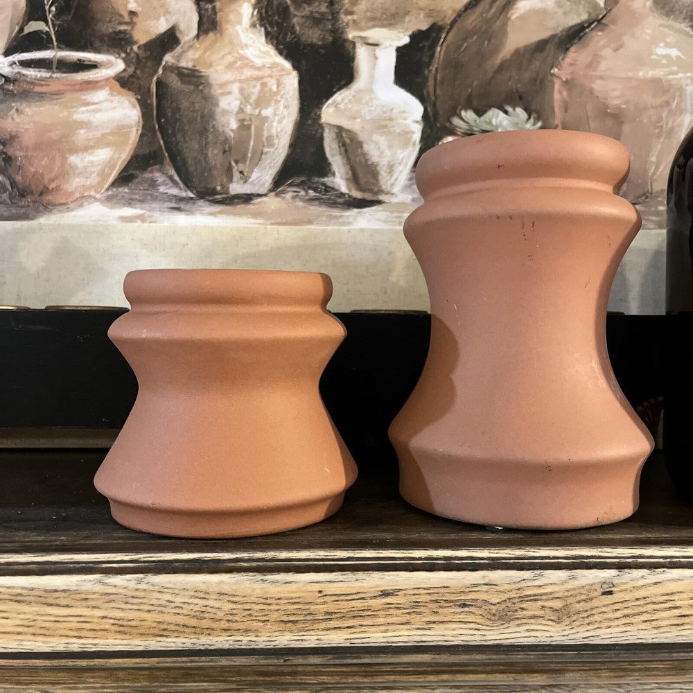 Terra Cotta Pottery Pillar Candle Holders Set 2 [COPY]