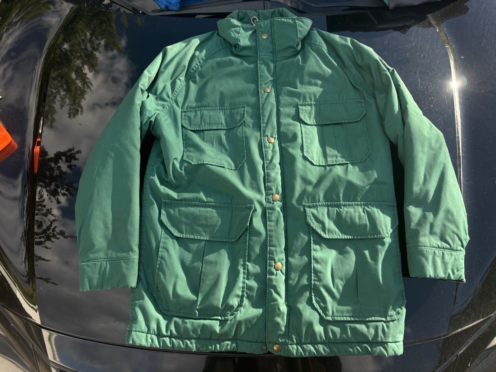 Vintage Woolrich Jacket Coat Mens Medium Green Hunting Safari Outdoor Full Zip
