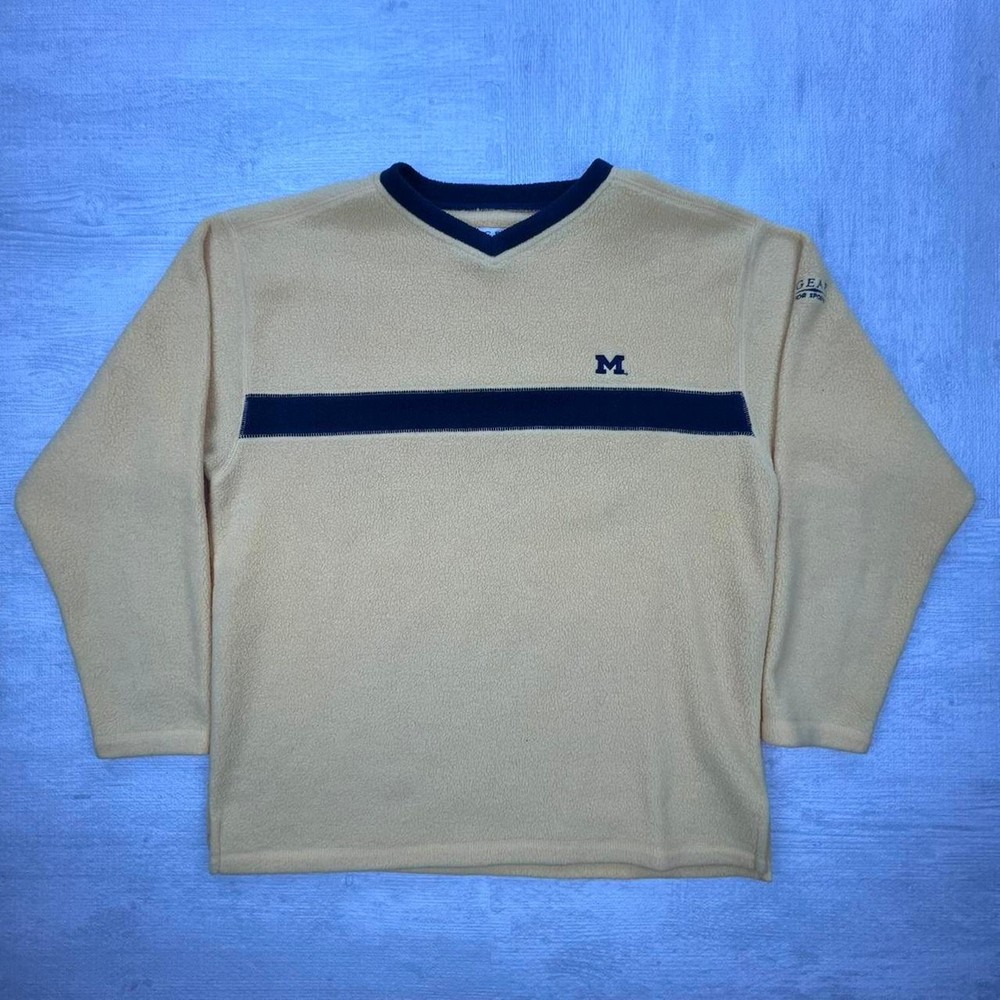 Vintage 90s Michigan Wolverines Fleece Sweatshirt Size: S Yellow Blue College