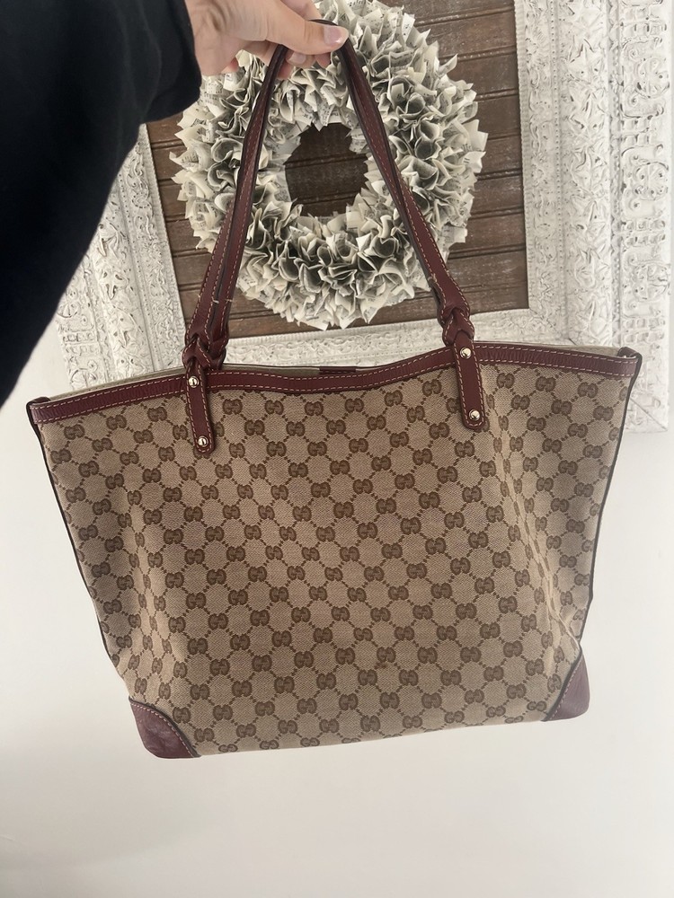 Authentic Gucci Monogram Canvas and Leather Tote Bag