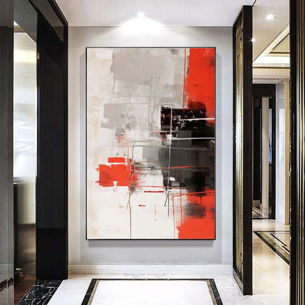 Thick Oil Knife Grey Abstract Oil Painting On Canvas Hand Painted Modern Wall