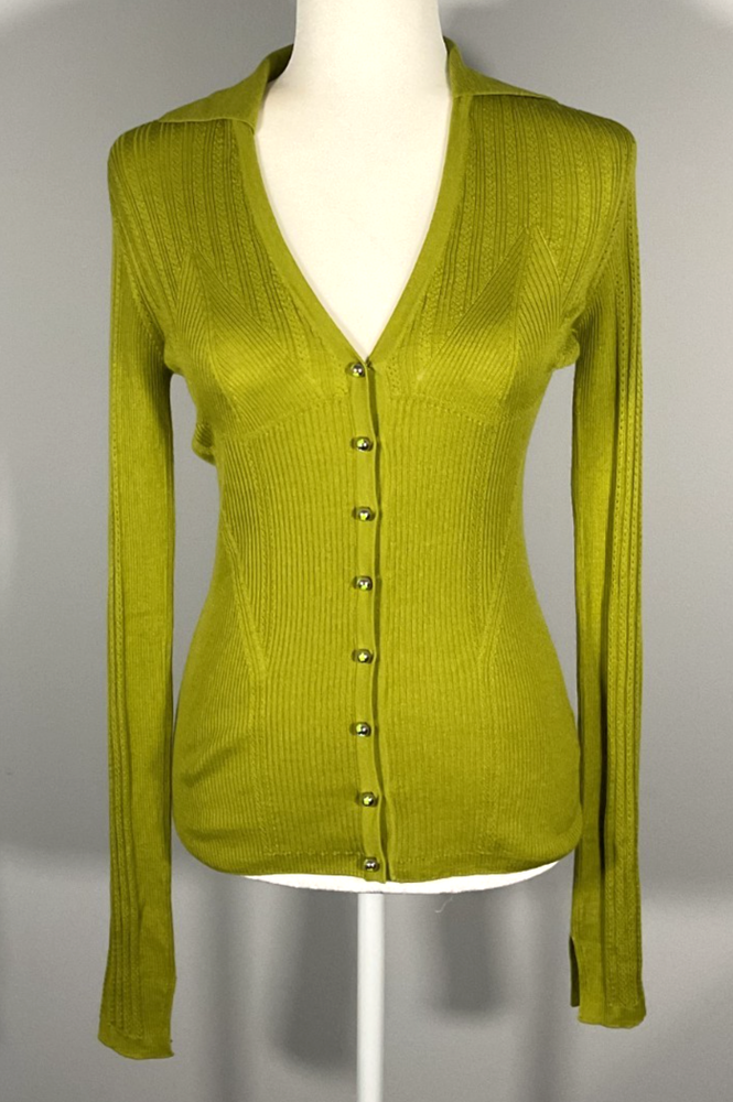 Lanvin Cashmere Blend Women's Size S Absinth Green Cardigan NWOT-image