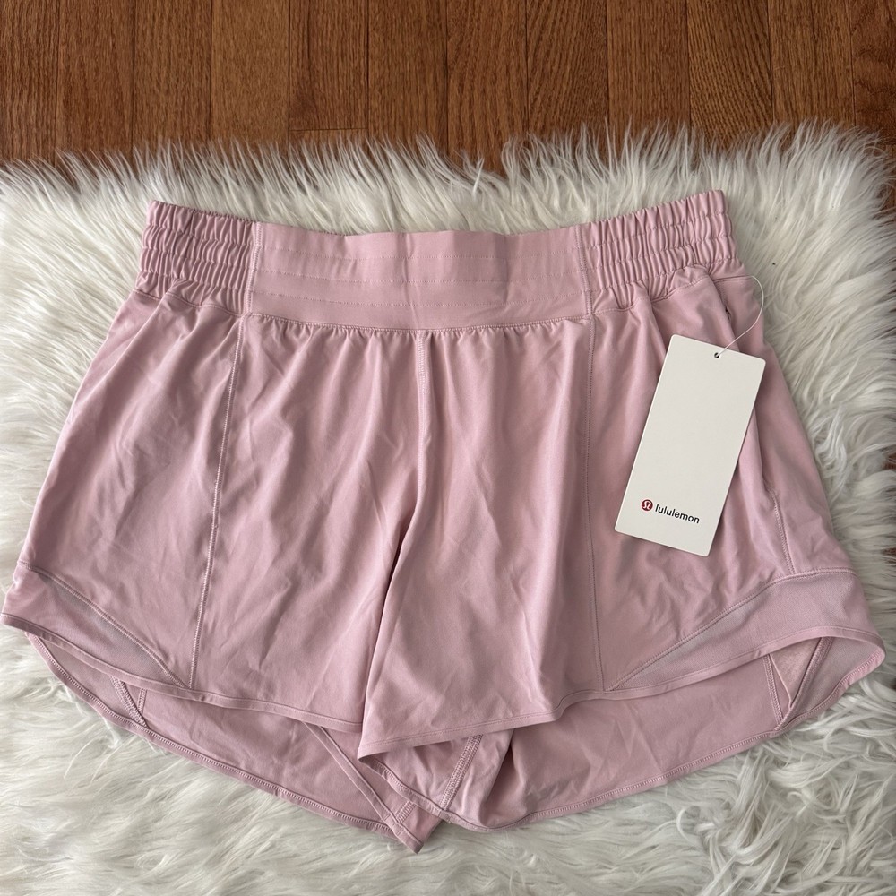 Lululemon Hotty Hot High Rise Shorts Women’s Size 12 Pink Haze 4” Lined Run NWT
