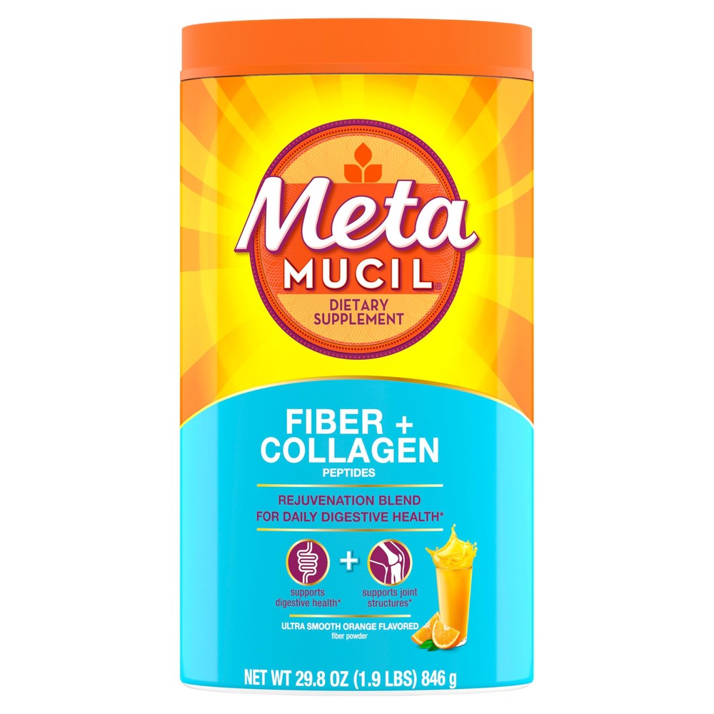 Daily Fiber + Collagen, Psyllium Husk Powder, Plant Based, Sugar-Free with St...