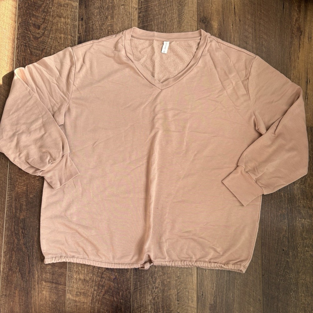 We Wander Women’s V-neck Oversized Sweatshirt Nude Pink Size XL